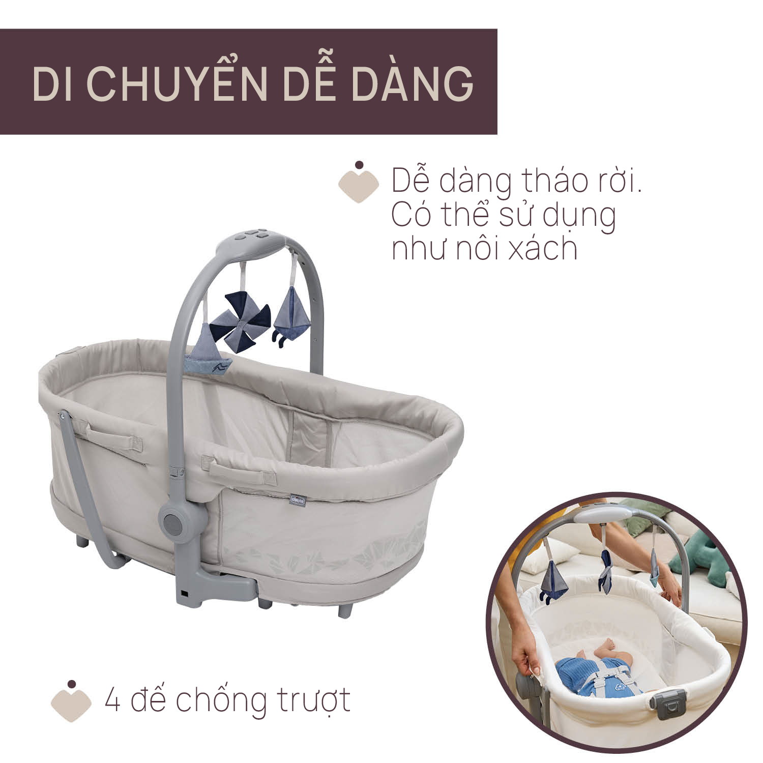 Ghế nôi di động Chicco Baby hug Pro màu be | CHICCO VIỆT NAM