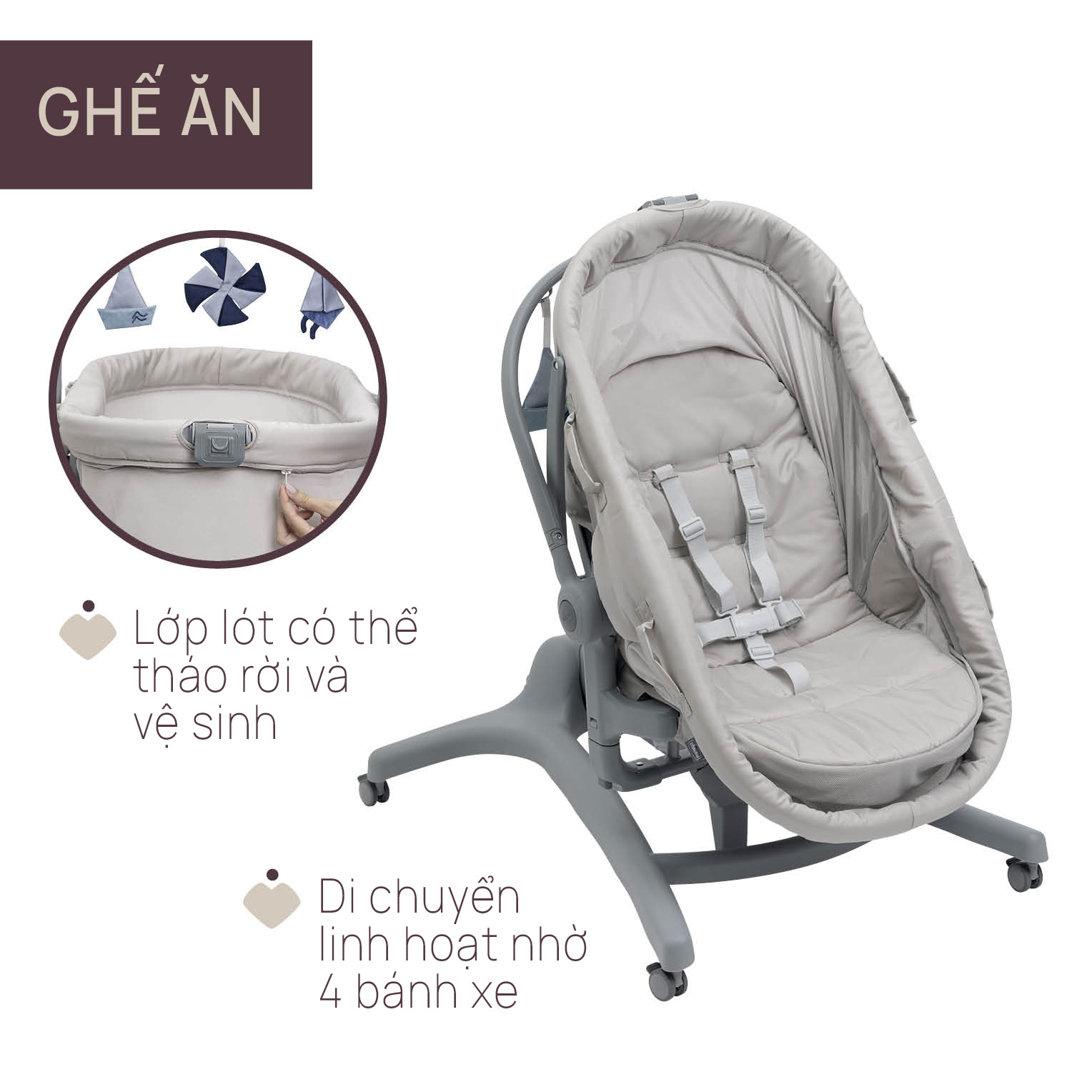Ghế nôi di động Chicco Baby hug Pro màu be | CHICCO VIỆT NAM