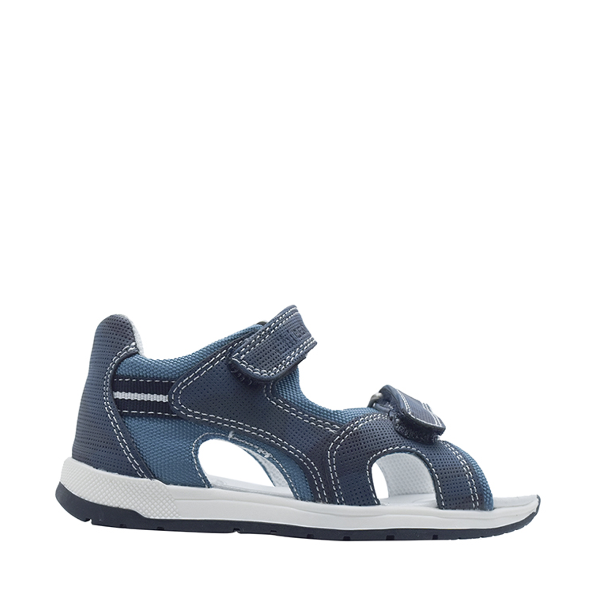 Sandal mát-xa chân bé quai dính viền trắng Chicco - Xanh Navy