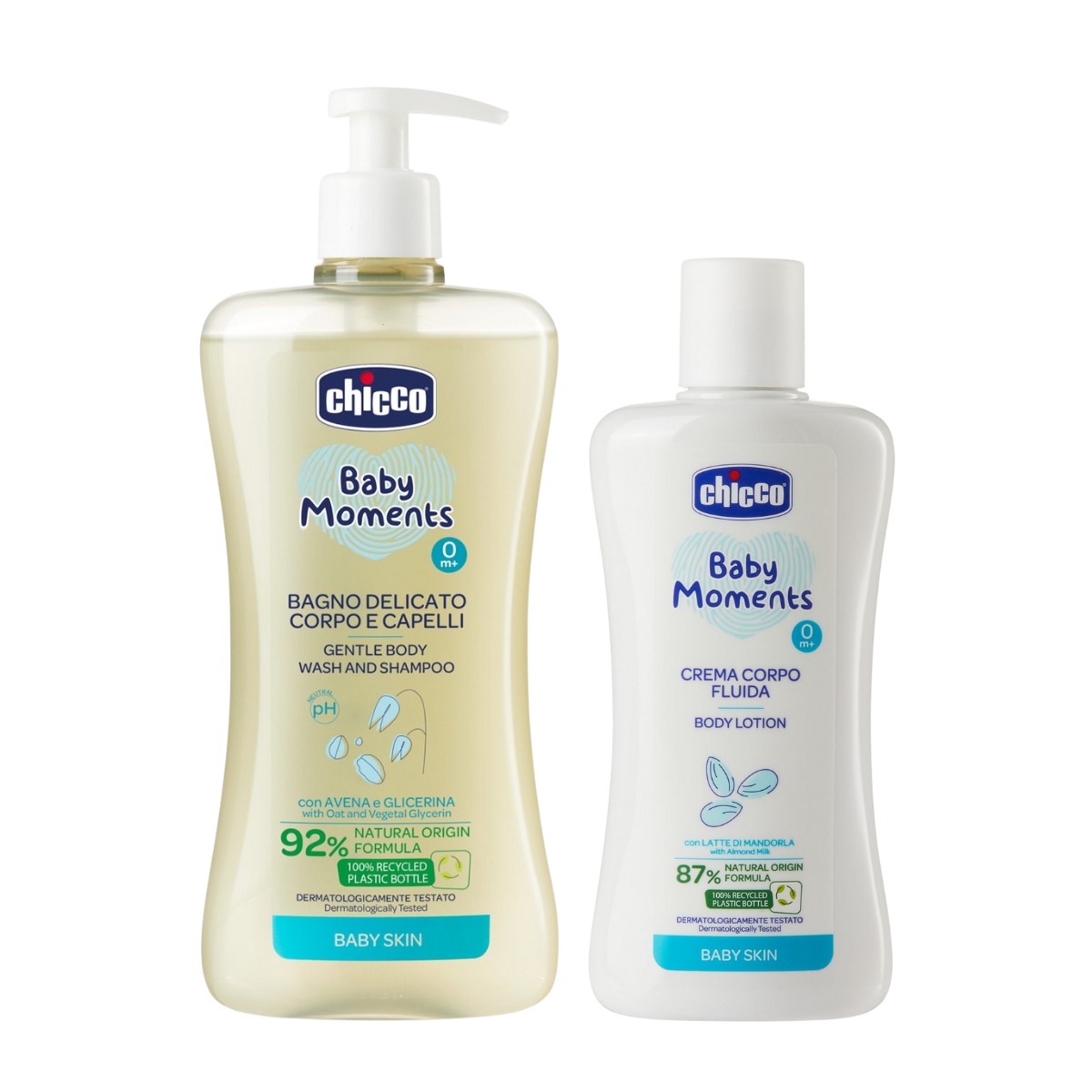 Combo Chicco Mềm Mịn 1 (Sữa tắm gội Yến mạch 500ml & Sữa dưỡng ẩm Hạnh nhân 200ml)