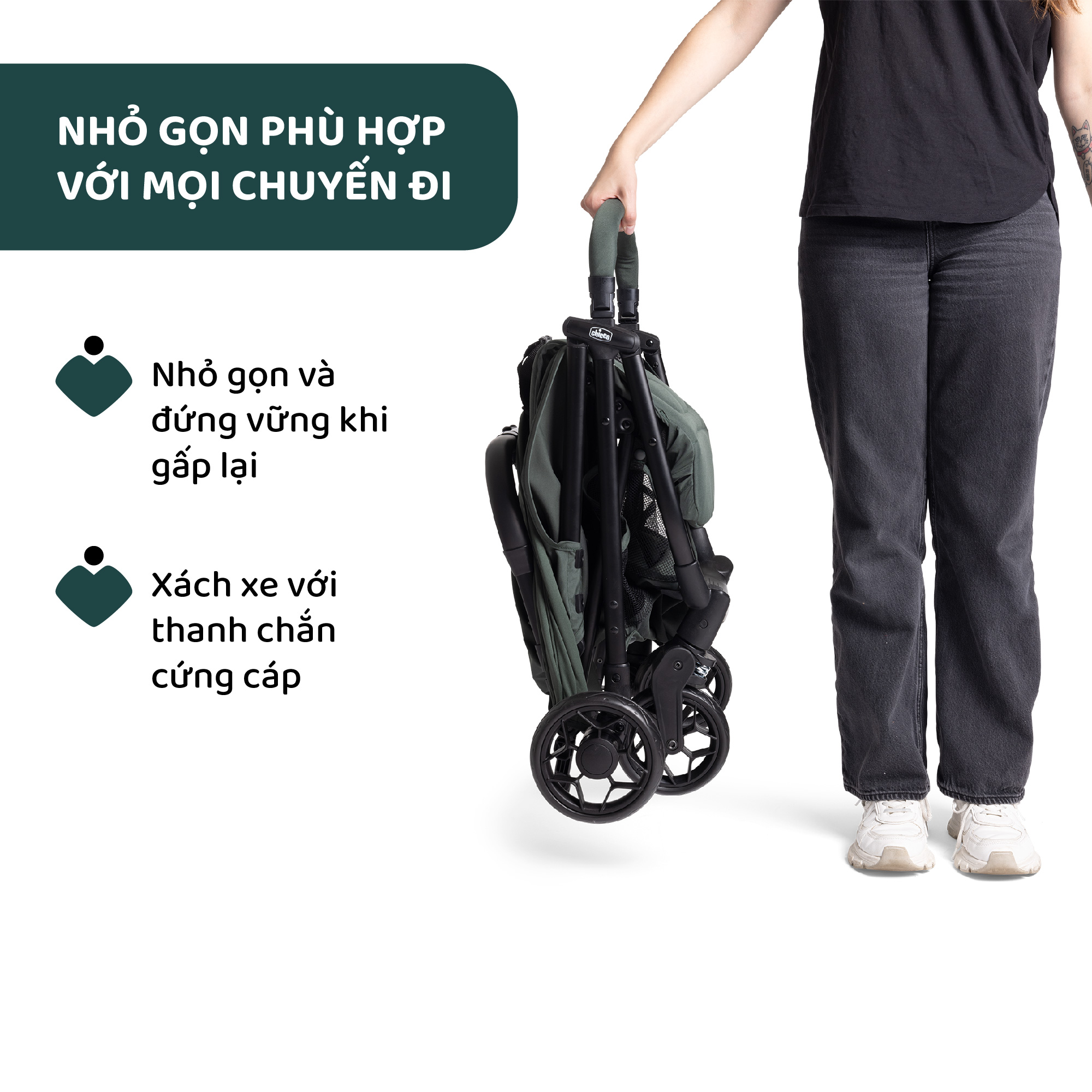 Xe đẩy gấp gọn Chicco Urbino - Màu xanh rừng thông