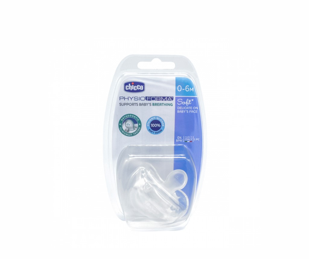 Ty ngậm silicone Chicco Physio Soft Trắng 0M+