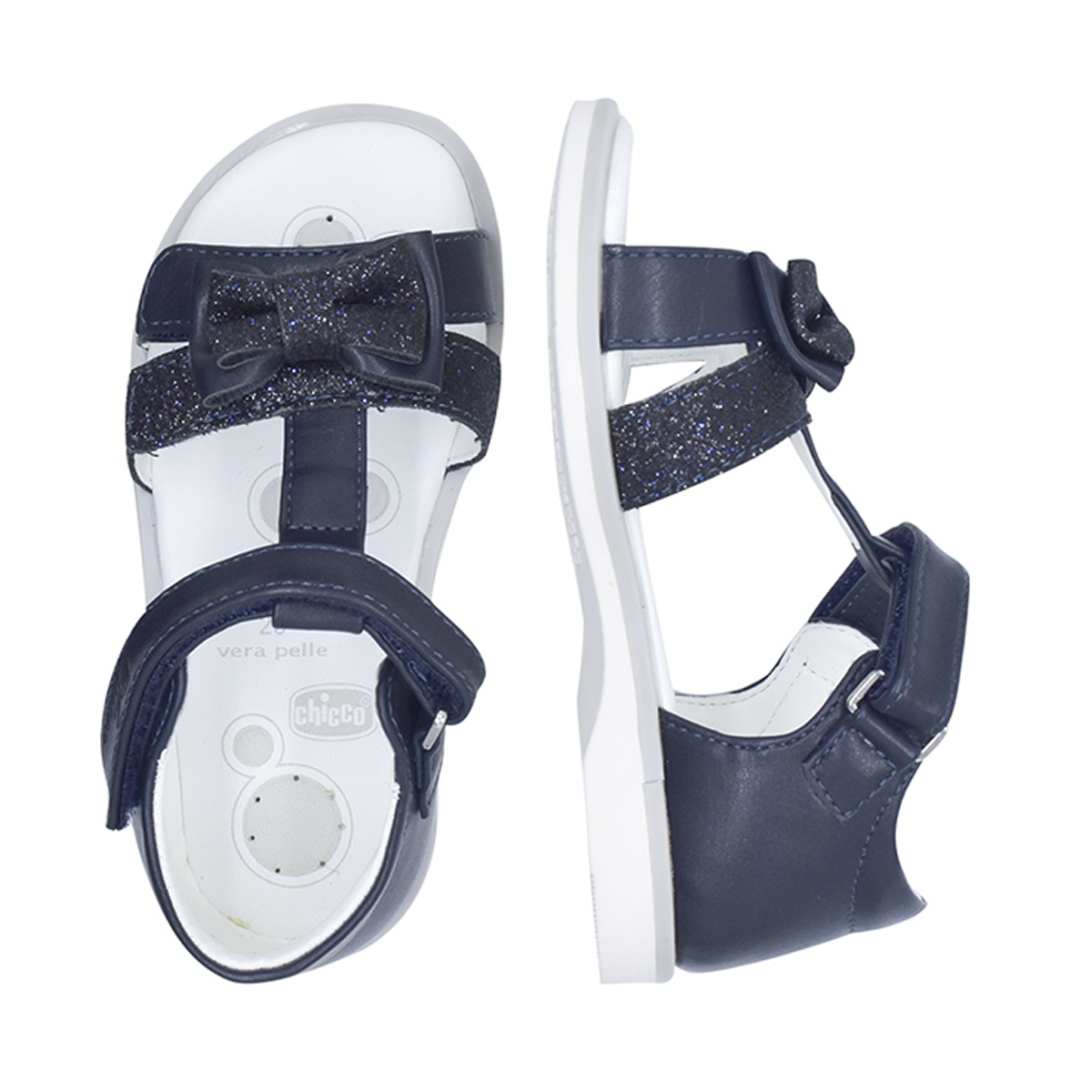 Sandal mát-xa chân bé đính nơ Chicco - Xanh Navy