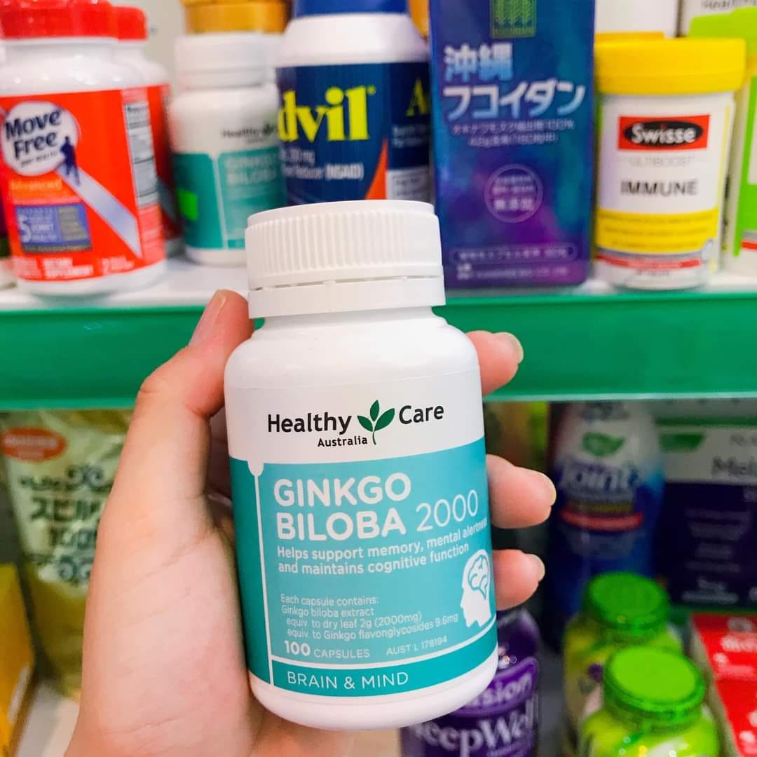 Viên Uống Bổ Não Ginkgo Biloba Healthy Care Úc 2000