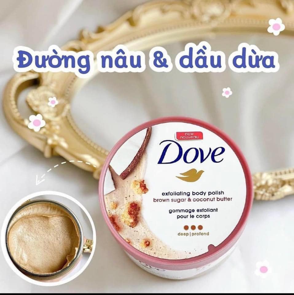 (ĐỦ MÙI) (Bản Mỹ) Tẩy Tế Bào Chết Toàn Thân Hạt Nhuyễn Mịn Da DOVE Exfoliating Body Polish - 298g