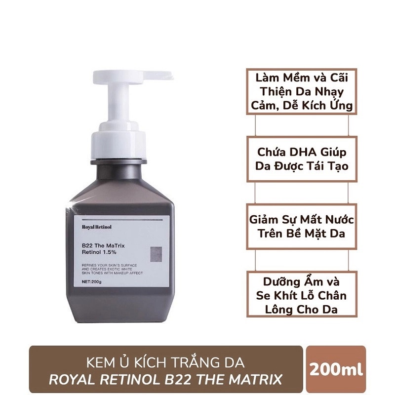 Kem kích trắng body Royal Retinol B22 The Matrix Retinol 1.5% 200g