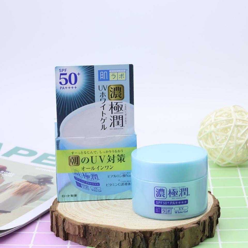 Kem Dưỡng Ẩm, Chống Nắng Ban Ngày Hadalabo 90g Koi-Gokujyun UV White Gel SPF50+ PA+