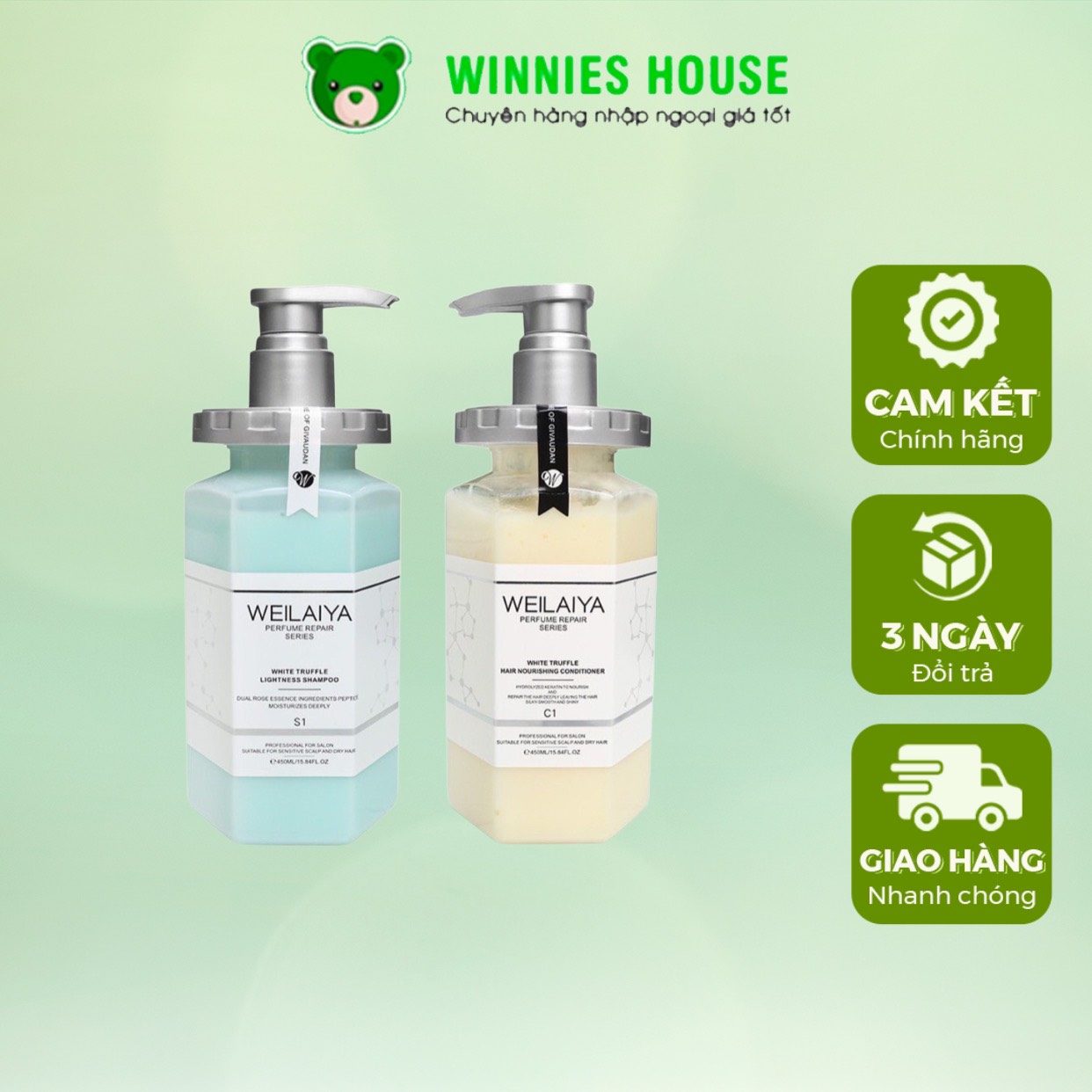 Bộ dầu gội phục hồi đa tầng Nấm Weilaiya Perfume Repair Series 450ml