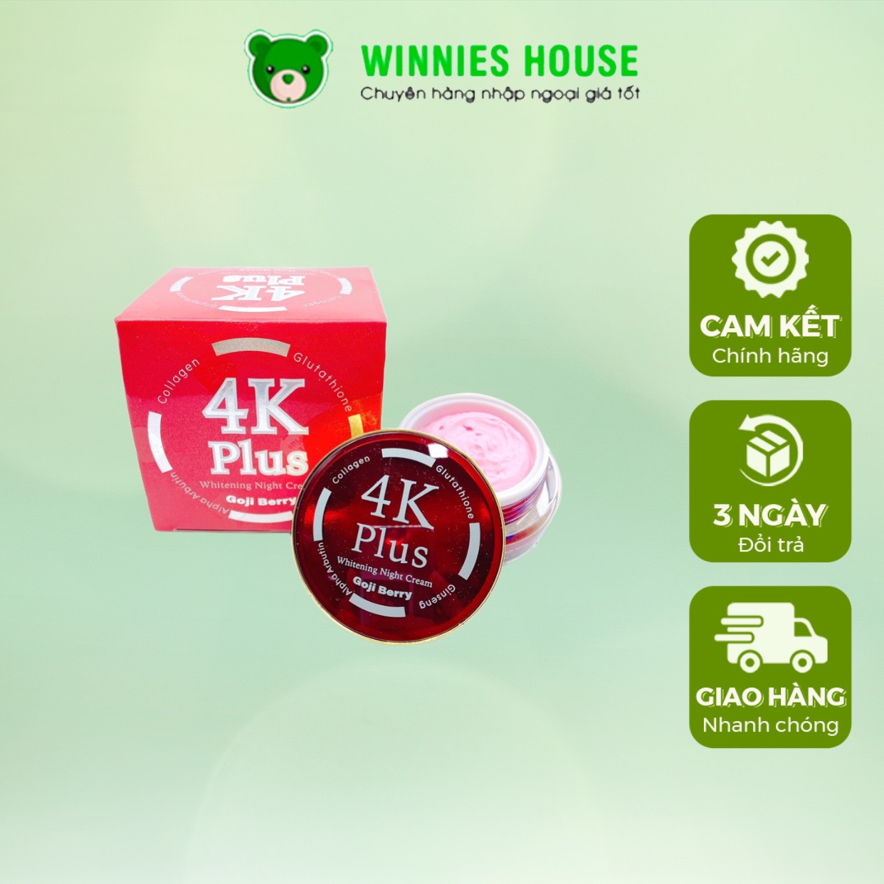 Kem Dưỡng Trắng Trị Mụn 4k Plus Đỏ Goji Berry