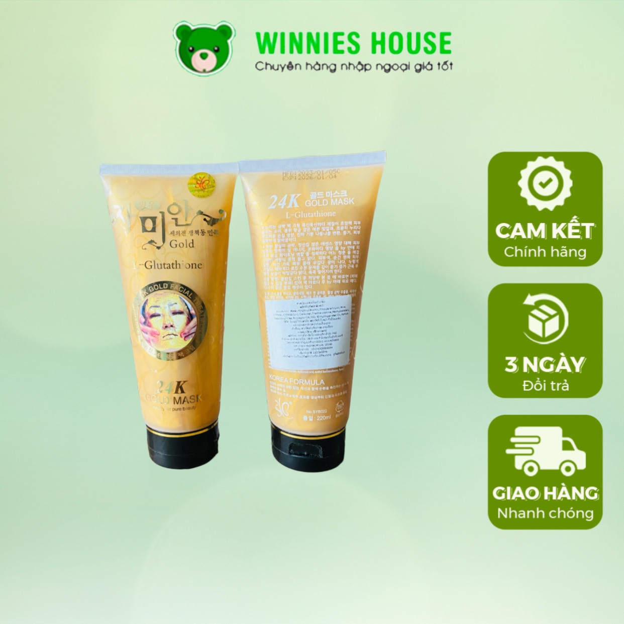 Mặt nạ Vàng 24k Gold mask L-Glutathione Hàn Quốc