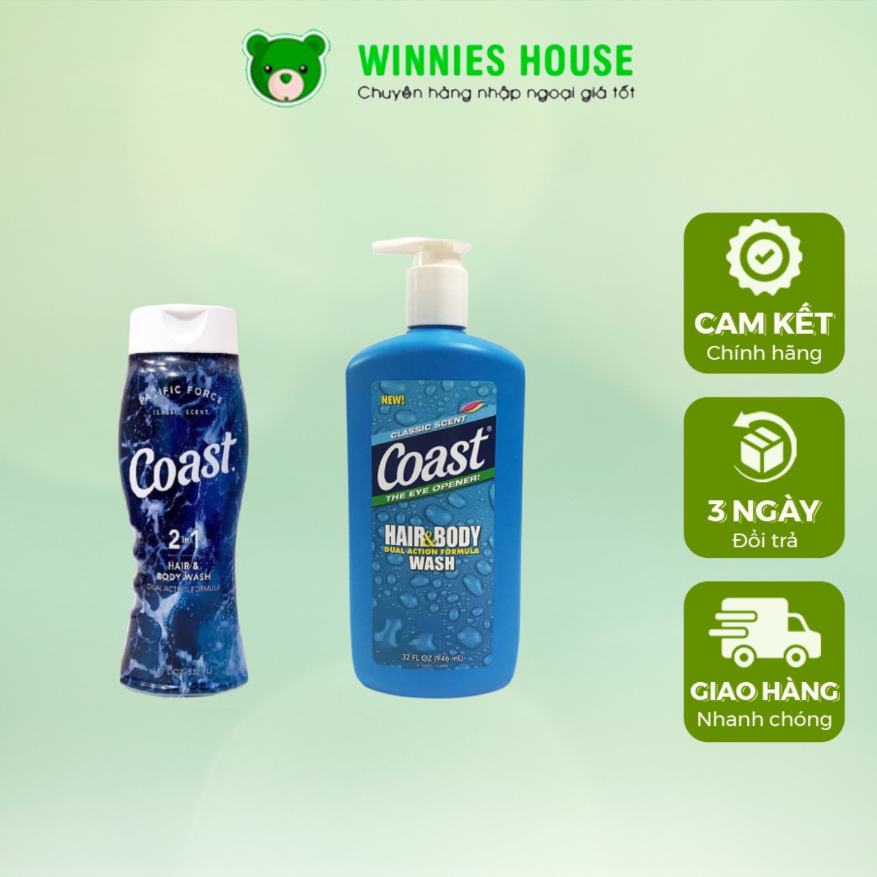 Sữa Tắm Gội Coast Hair And Body Wash 532ml