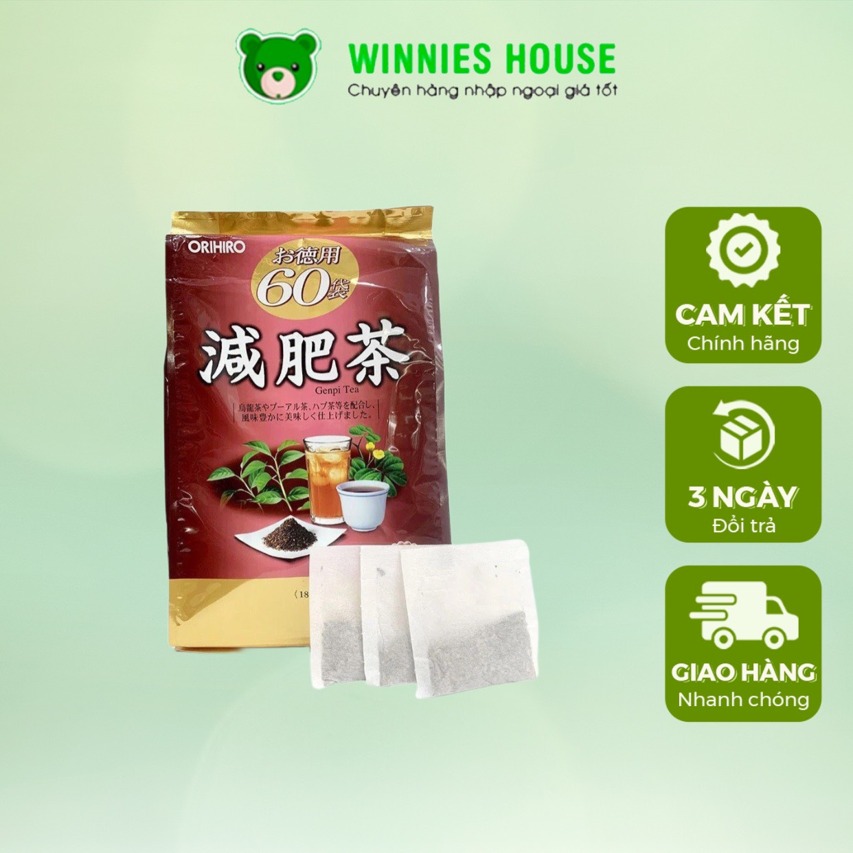 Trà Giảm Mỡ Bụng Orihiro Genpi Tea 60 gói