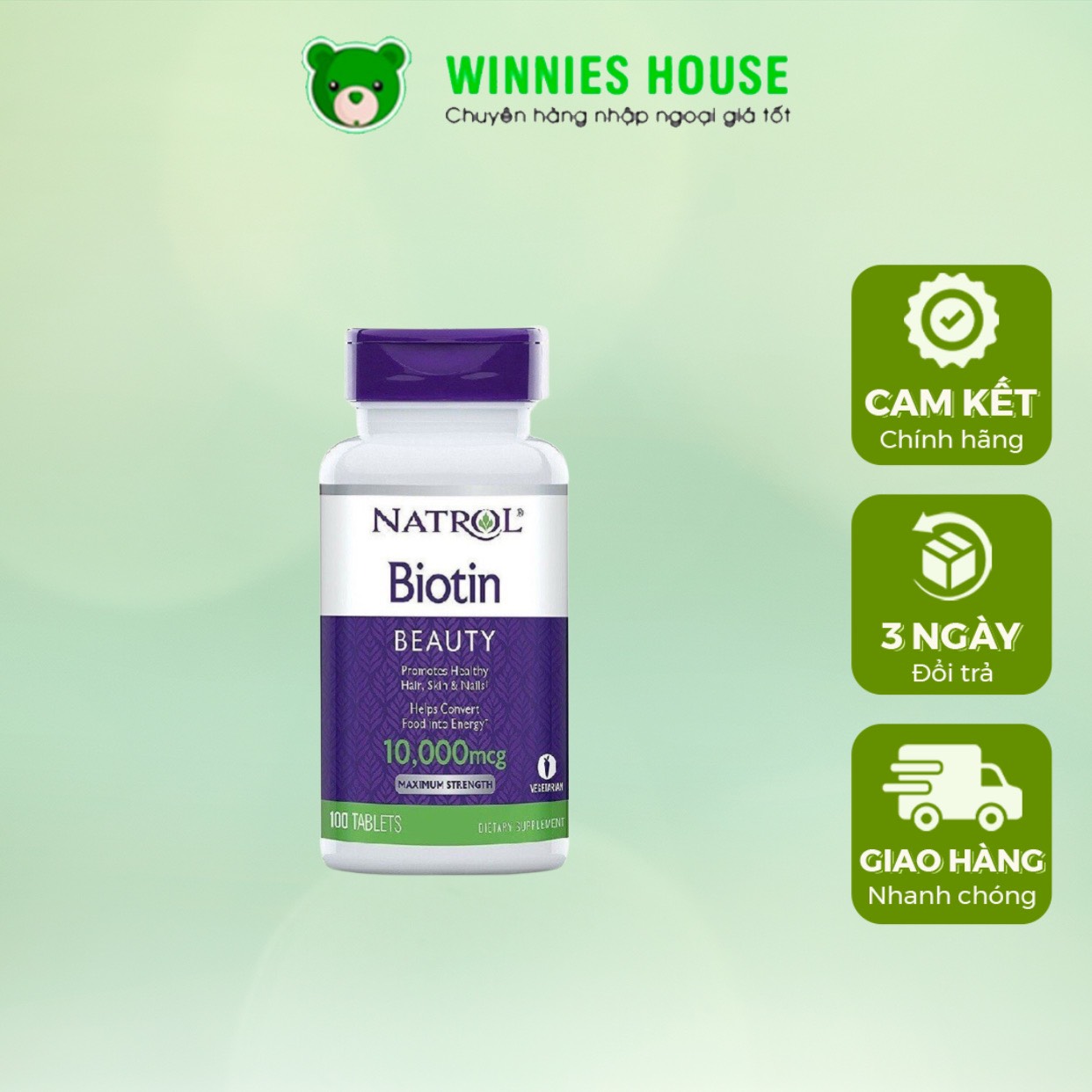 Thuốc Mọc Tóc Biotin Natrol 10000mcg 100 viên