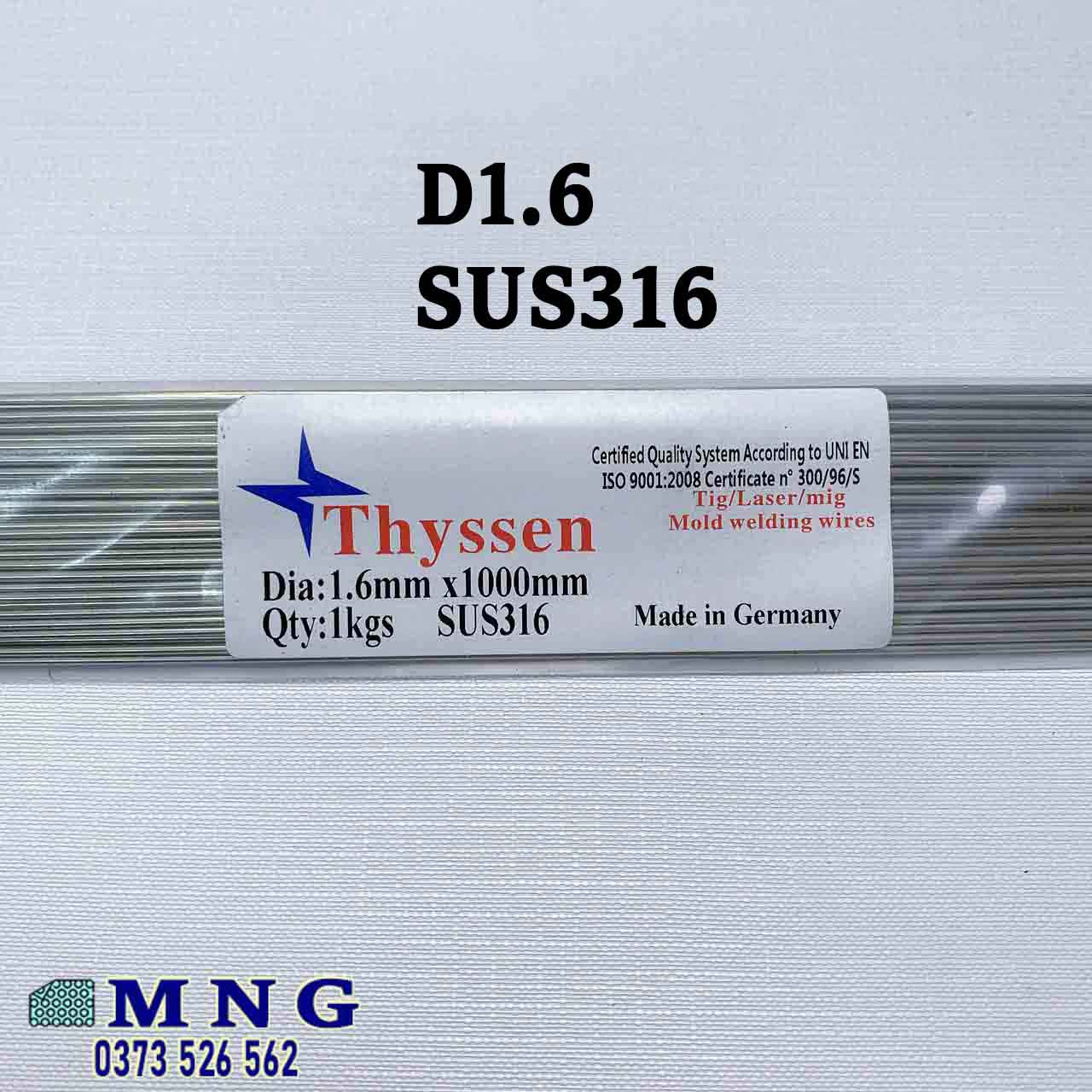 Que hàn TIG Thyssen Đức