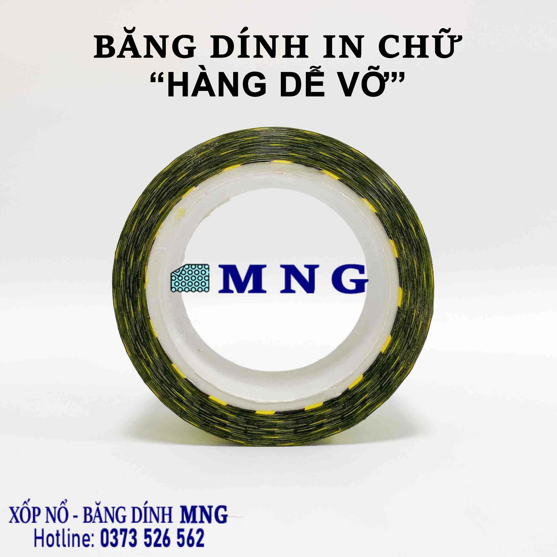 Băng dính in logo "HÀNG DỄ VỠ" vàng đen