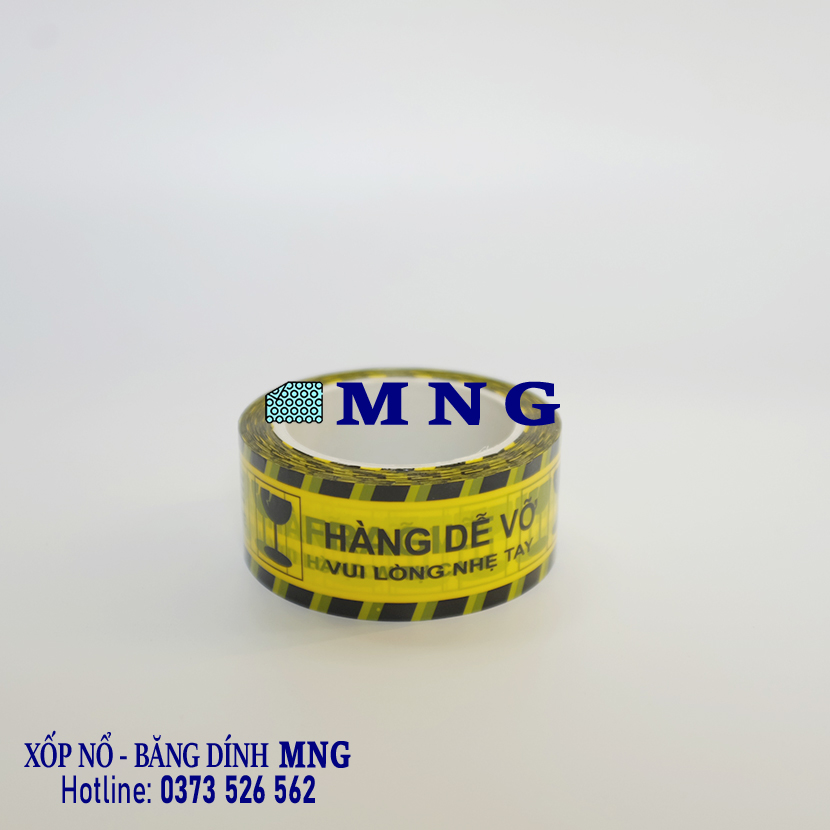 Băng dính in logo "HÀNG DỄ VỠ" vàng đen