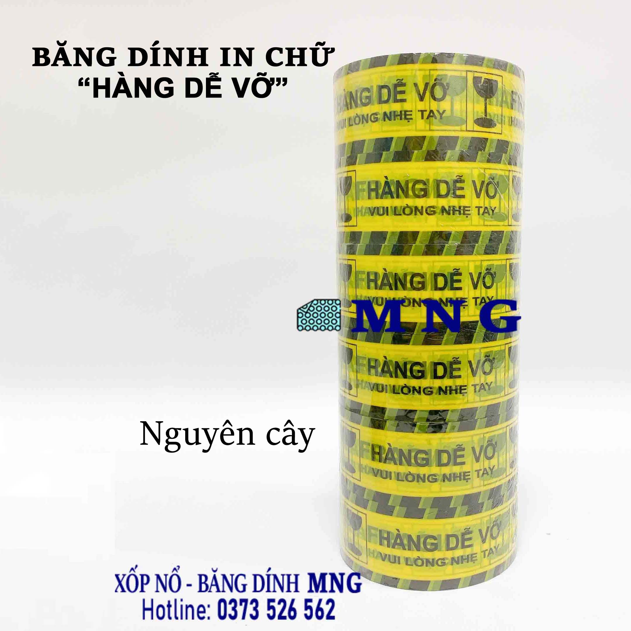 Băng dính in logo "HÀNG DỄ VỠ" vàng đen