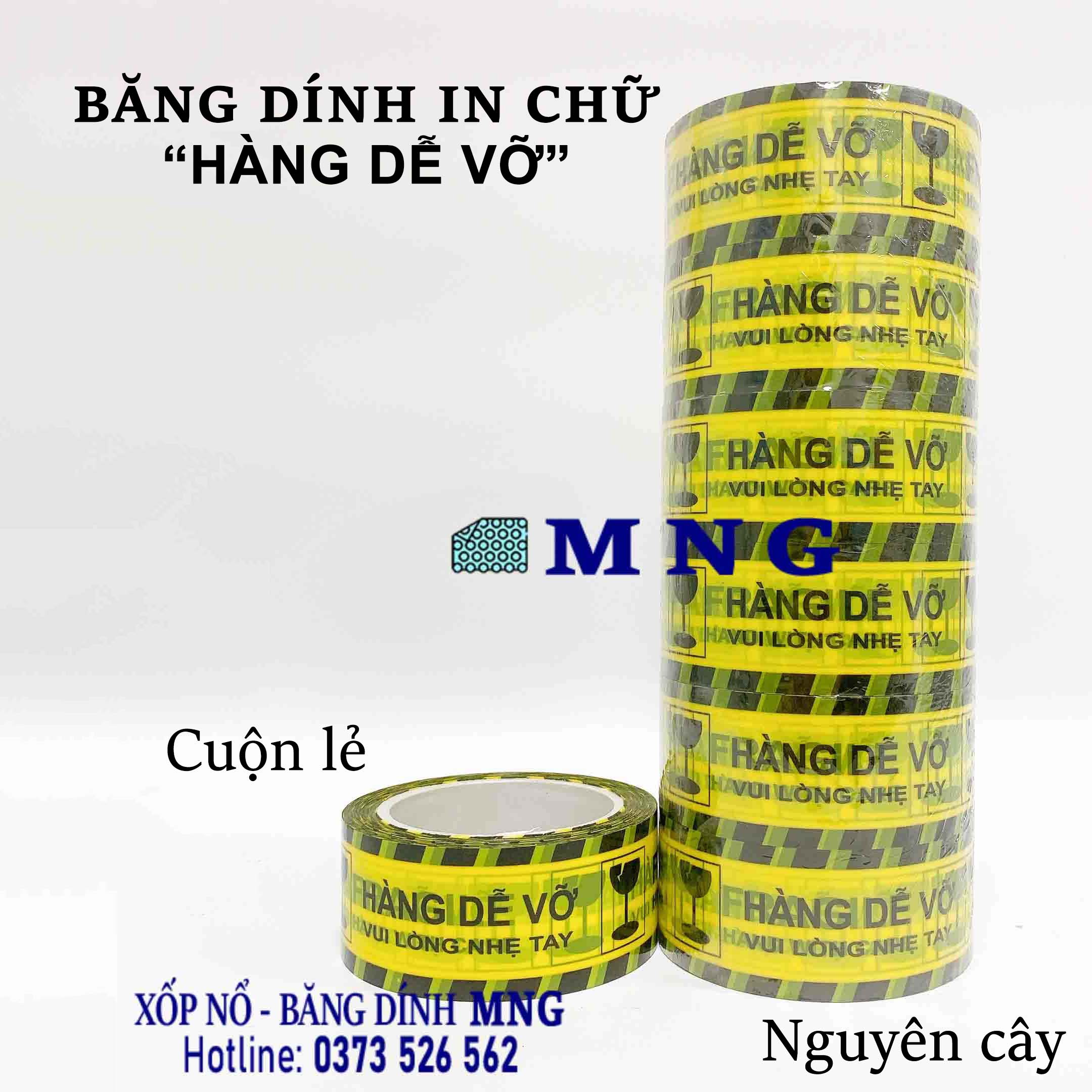 Băng dính in logo "HÀNG DỄ VỠ" vàng đen