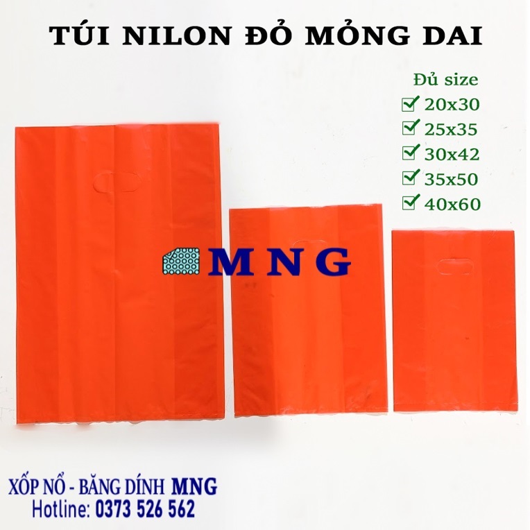 Túi nilon shop màu đỏ loại Mỏng Dai