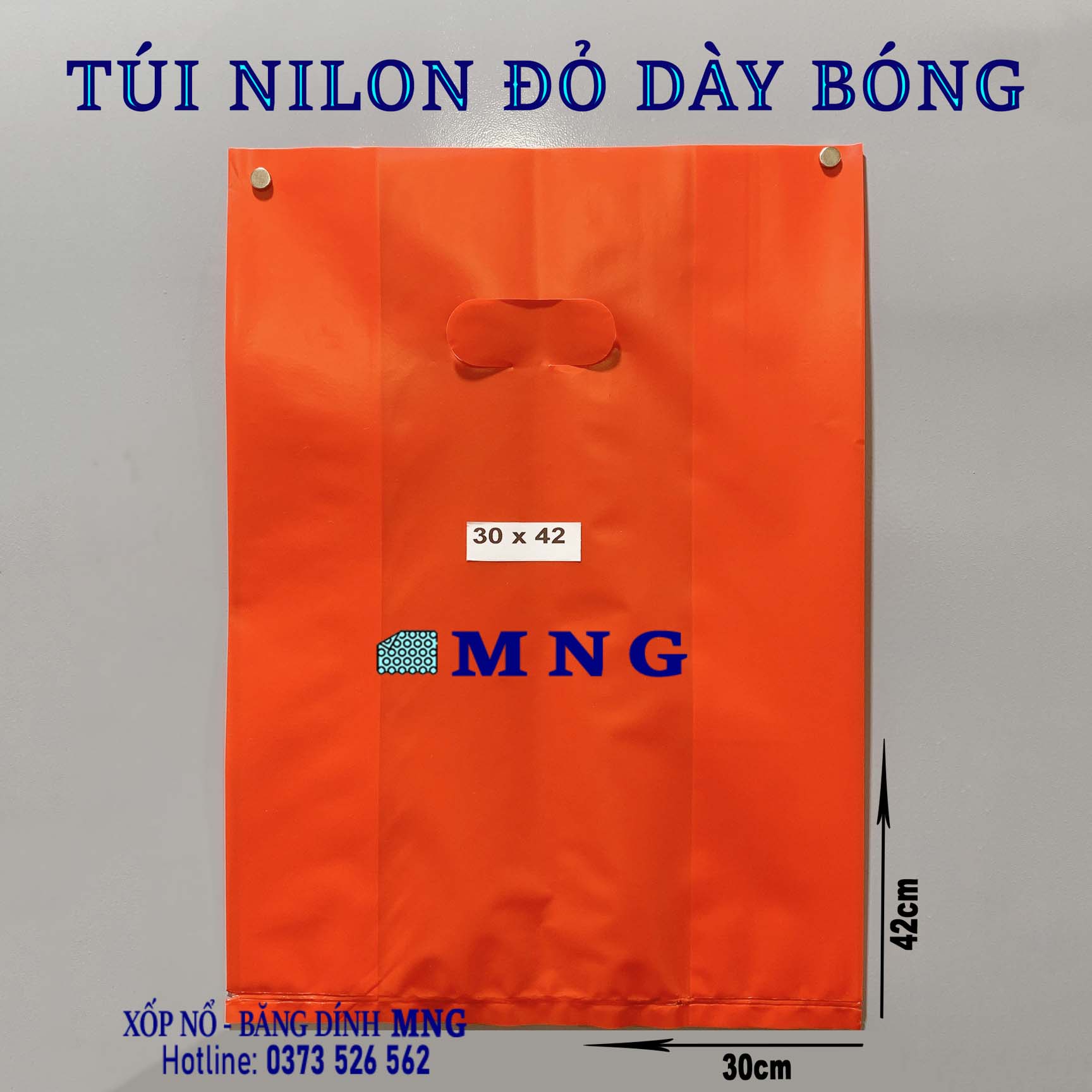 Túi nilon shop màu đỏ loại Dày Bóng (1kg)