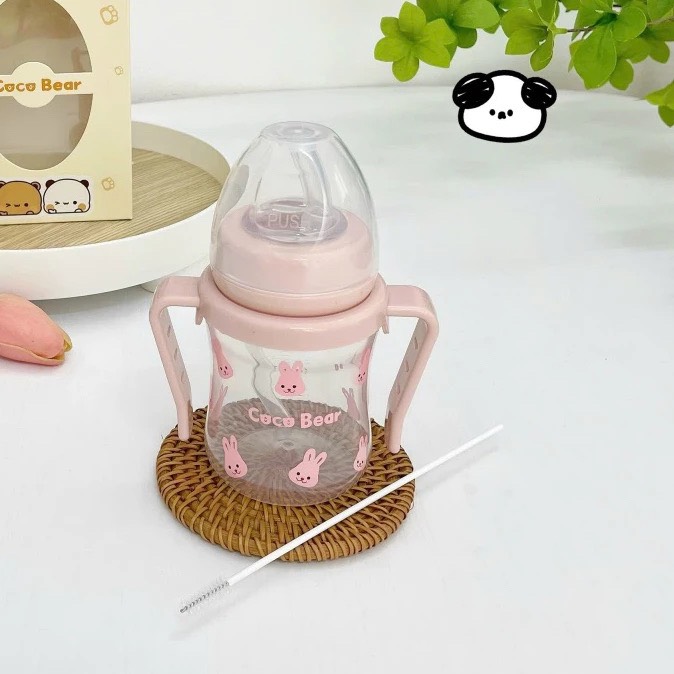 Bình tập hút uống nước, uống sữa Coco Bear 180ml cho bé