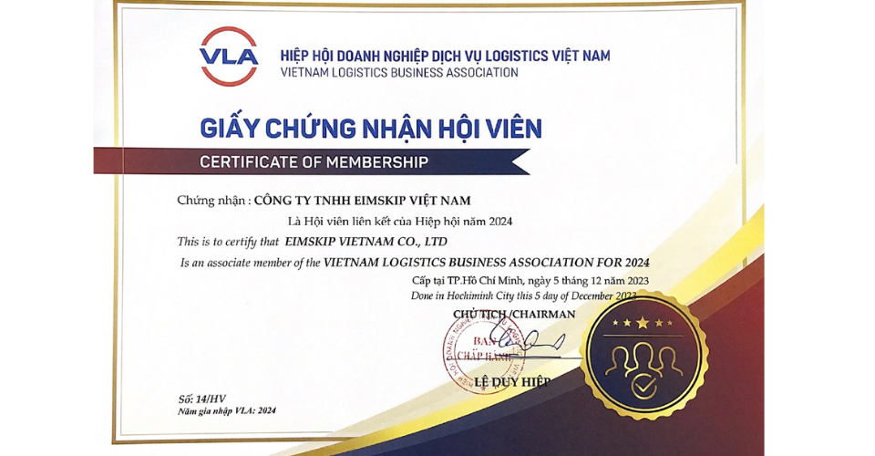 Certificate of Affiliate Membership of VLA