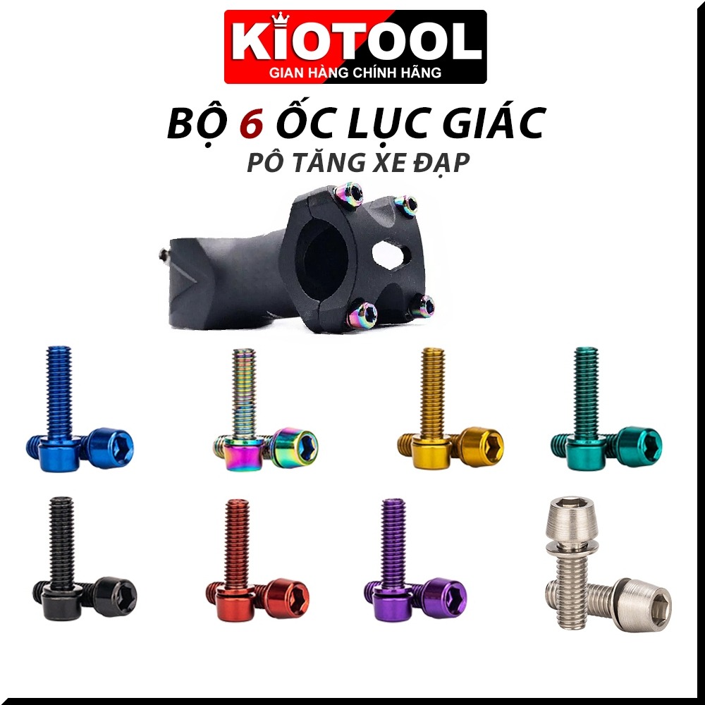 Bộ 6 ốc lục giác chống rỉ Kiotool M5 * 18mm Gắn Ghi Đông Xe Đạp