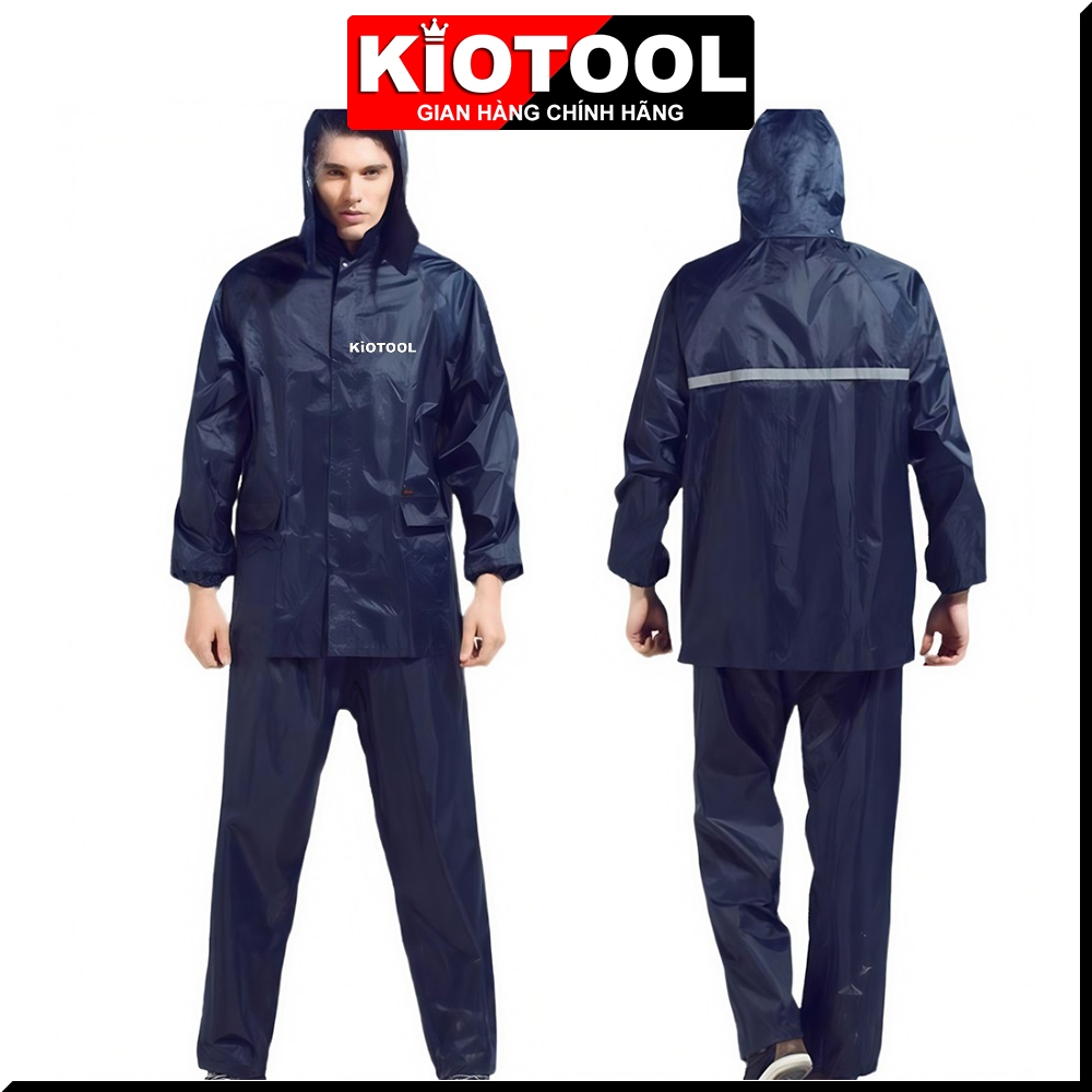 Áo Mưa Bộ Cao Cấp Có Phản Quang Kiotool Vải Dù tổ ong Cực Dày Chống Thấm Tốt