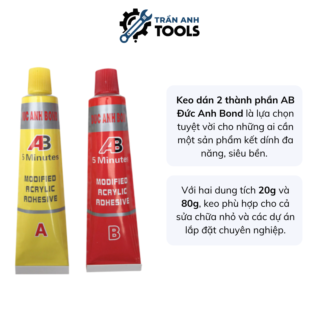Keo dán 2 thành phần AB Đức Anh Bond 20g/ 80g