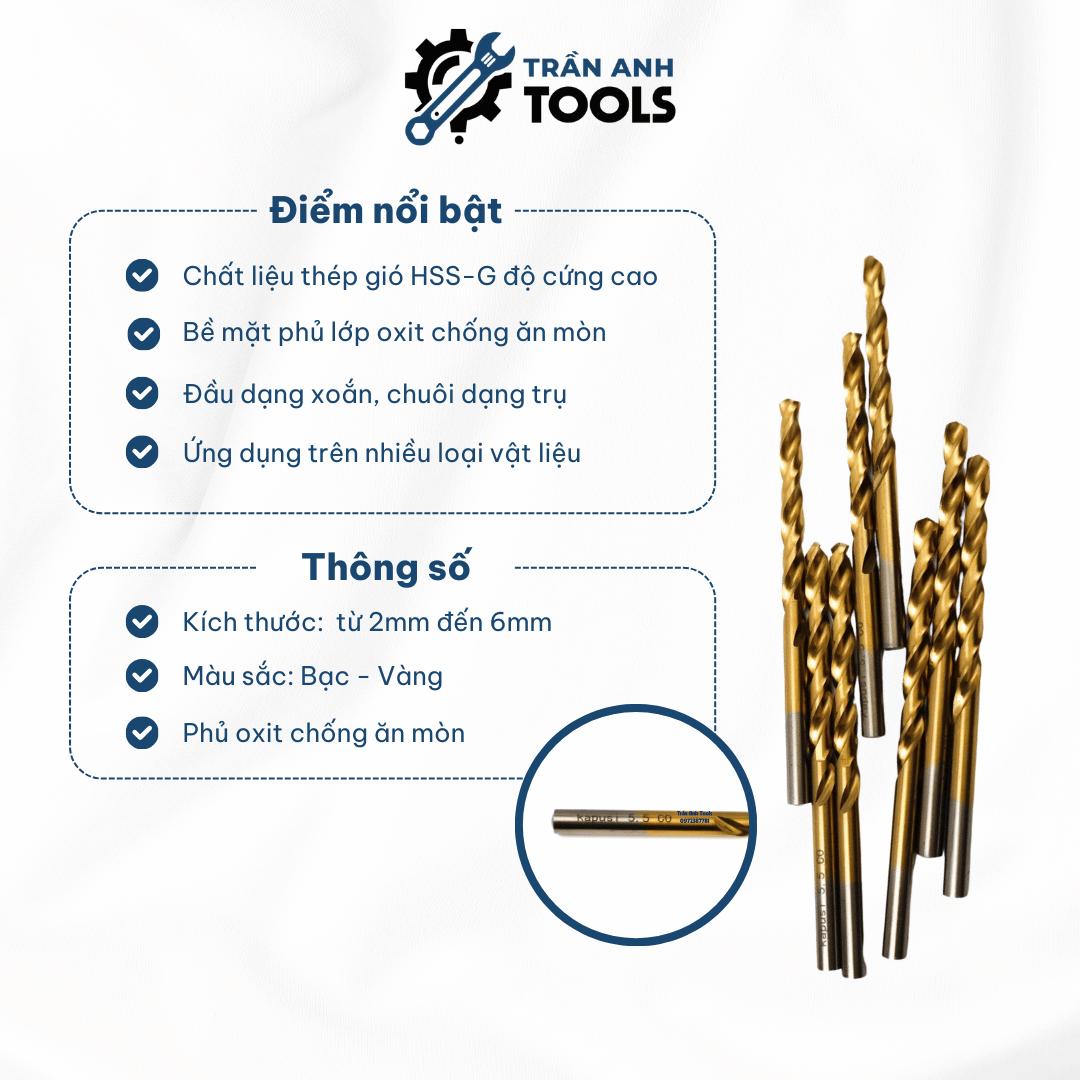 mũi khoan inox trần anh tools