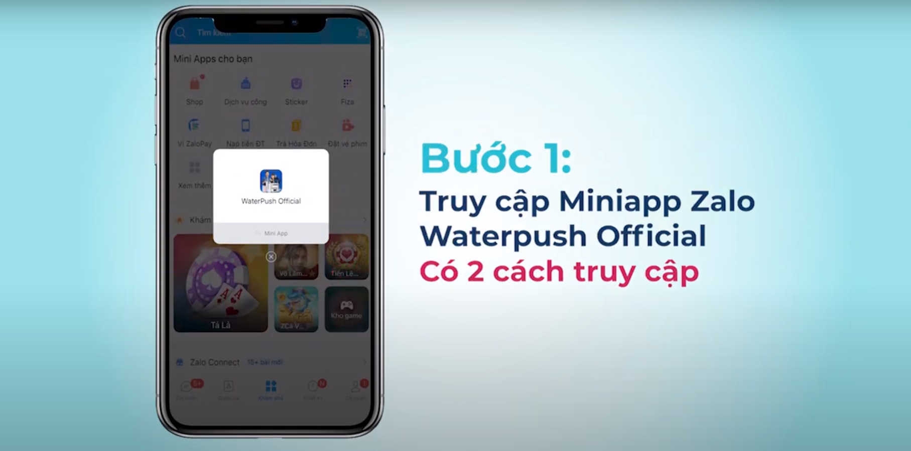 Hướng dẫn mua hàng và sử dụng Voucher tại zalo miniapp WaterPush