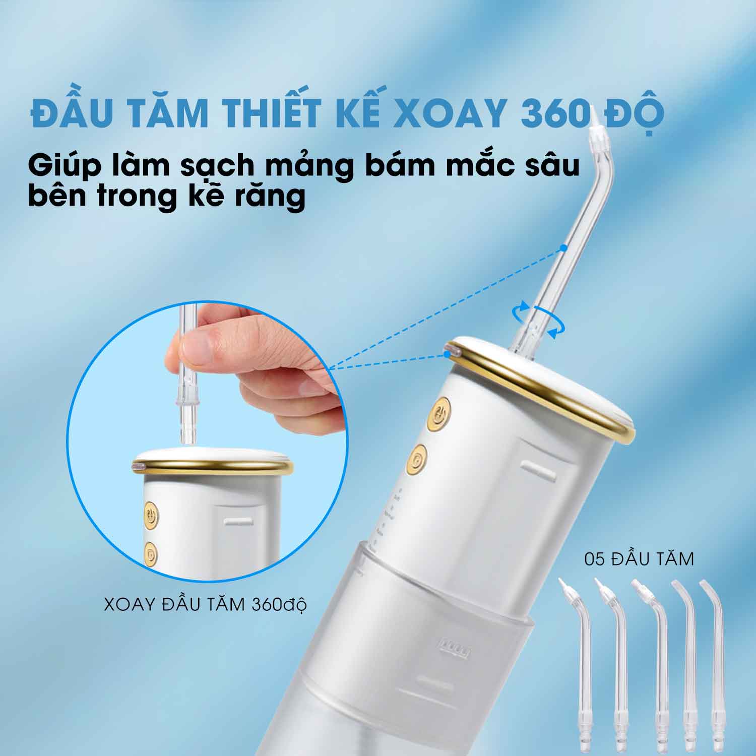 Máy tăm nước du lịch cao cấp WaterPush CY-1000 New Version - Siêu nhỏ gọn - Máy lỗi đổi mới nguyên seal 1 năm tận nhà