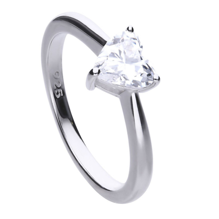 Nhẫn Heart Shape Solitaire mạ Platinum