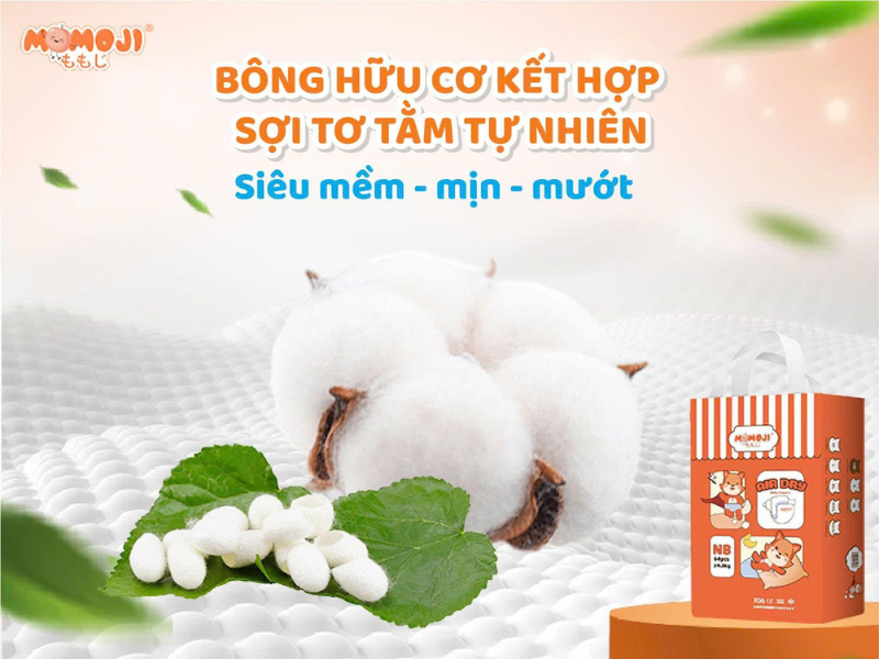 Sợi bông mềm mại an toàn cho da bé