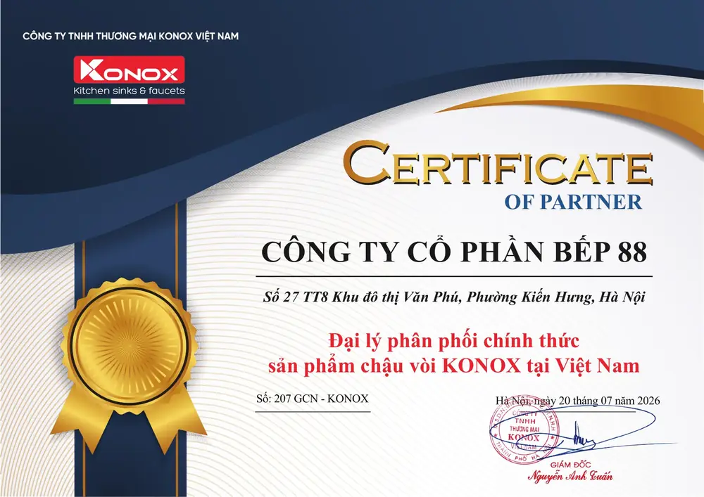 Chứng nhận đại lý chính thức Konox của Bep88 Chứng nhận đại lý chính thức Konox của Bep88