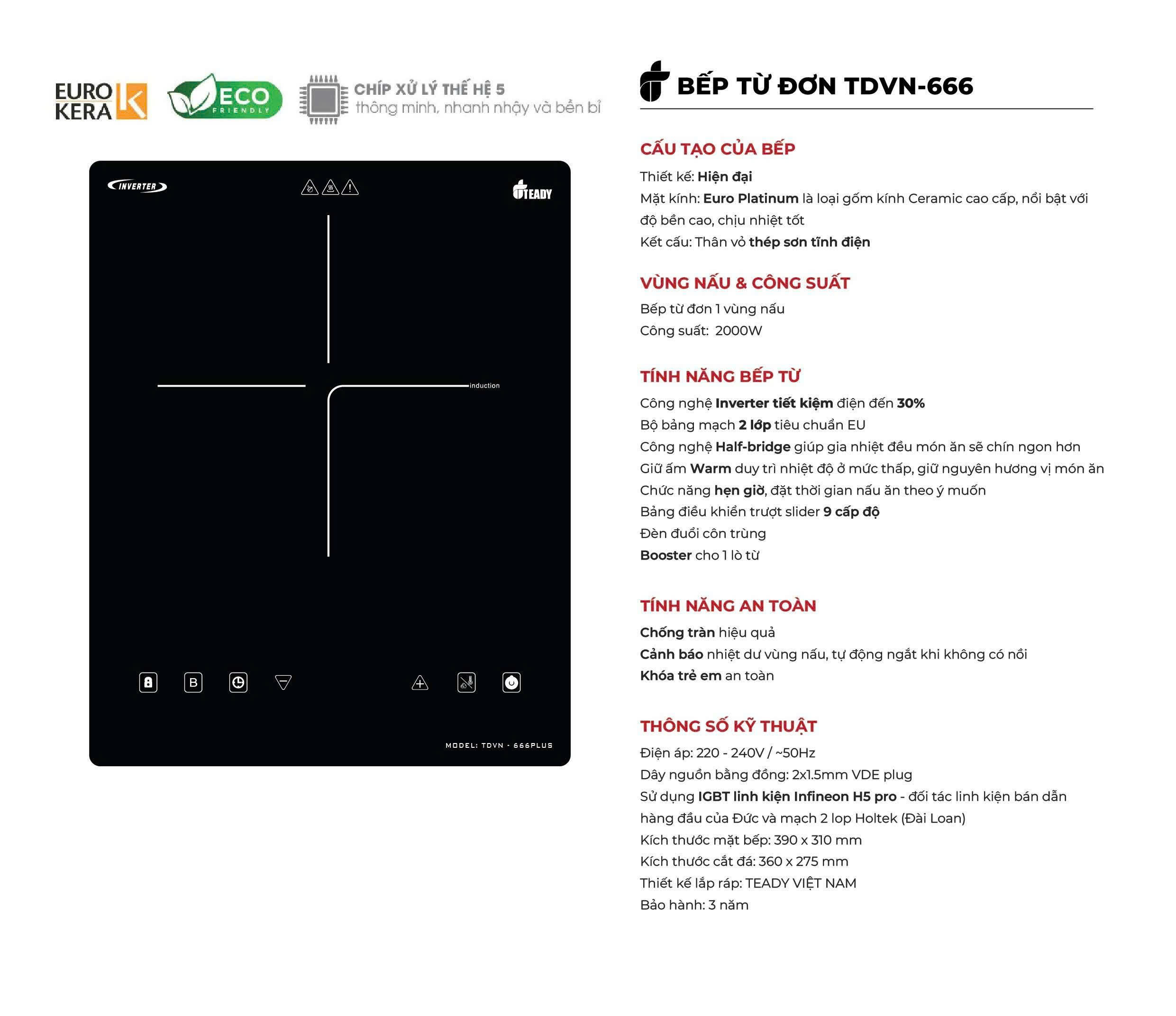 Bếp từ đơn TEADY TDVN-666
