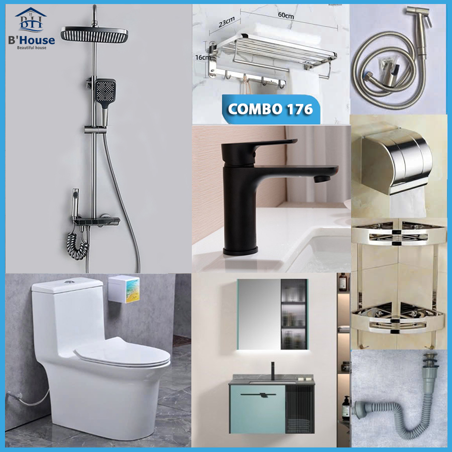 Combo phòng tắm, combo nhà tắm, trọn bộ thiết bị vệ sinh phòng tắm 176