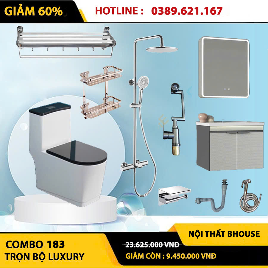 Combo phòng tắm, combo nhà tắm, trọn bộ thiết bị vệ sinh phòng tắm 183