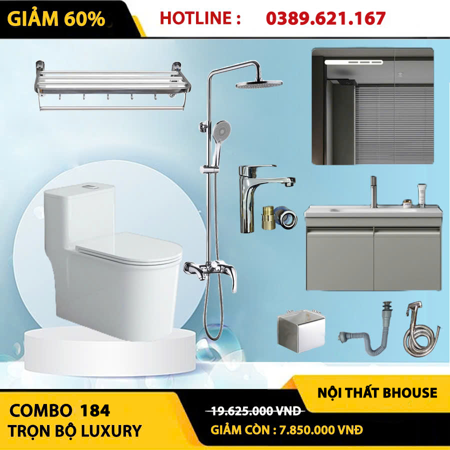 Combo phòng tắm, combo nhà tắm, trọn bộ thiết bị vệ sinh phòng tắm 184