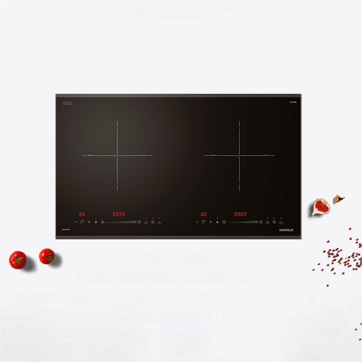 Mặt kính và hai vùng nấu bếp từ Hafele HC-I7365B