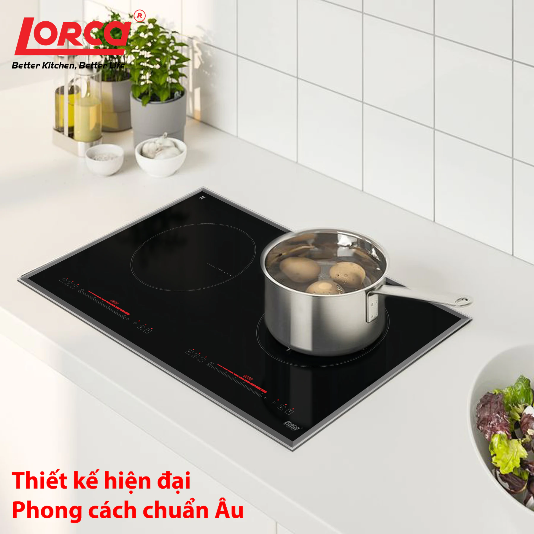 Bếp từ đôi Lorca TA-1006 PLUS lắp âm trong không gian bếp