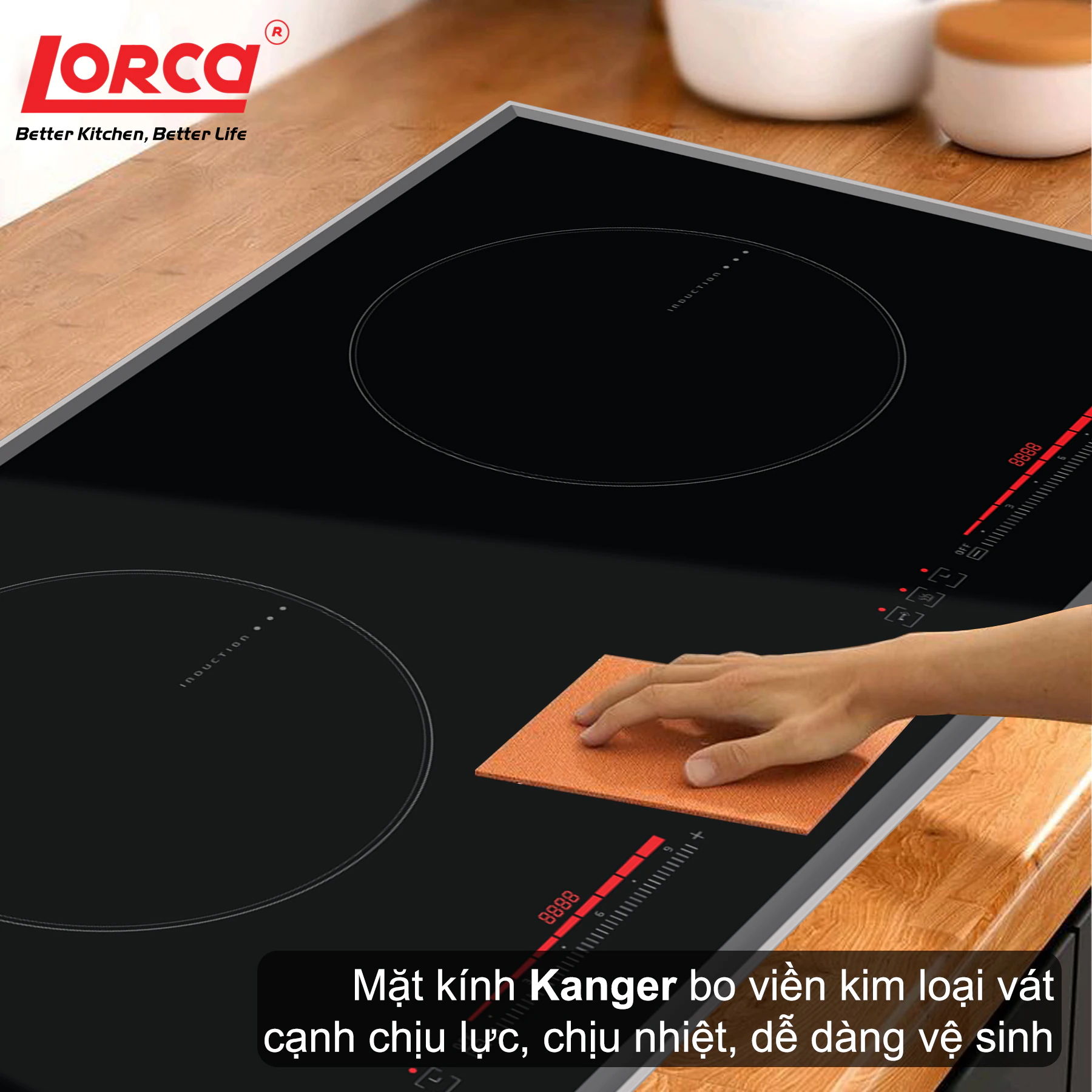 Mặt kính Kanger của Bếp từ đôi Lorca TA-1006 PLUS