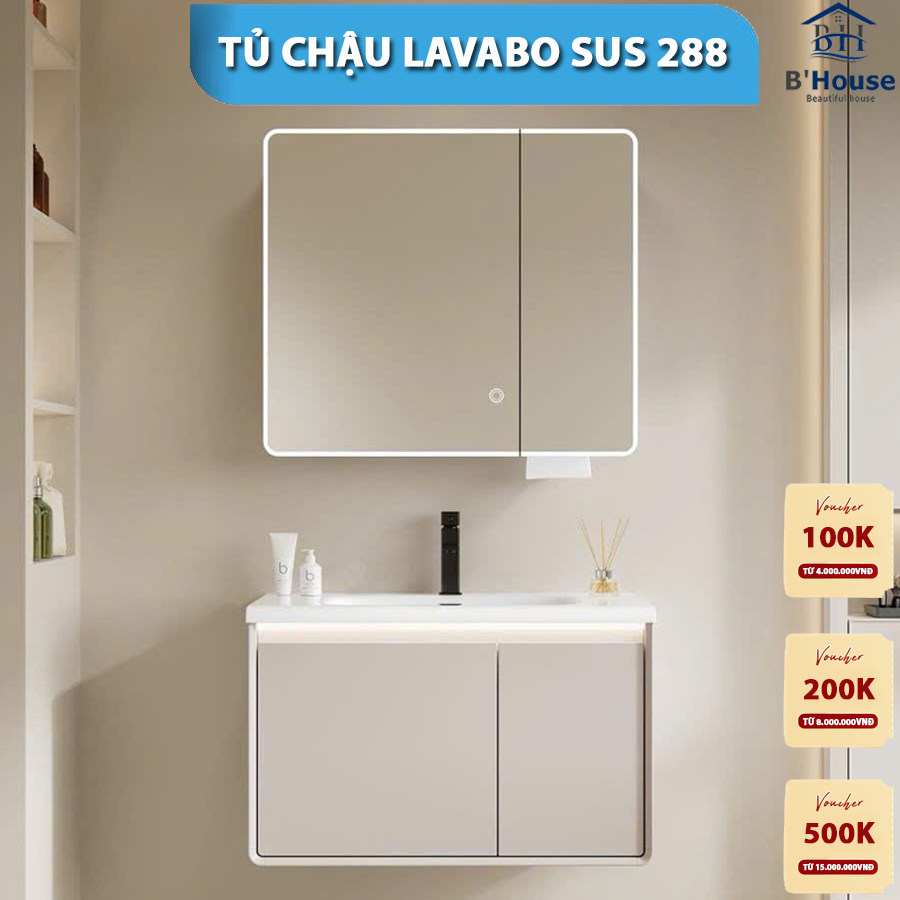Bộ Tủ Gương Phòng Tắm, Tủ Lavabo Đẹp, Tủ Lavabo Phòng Tắm CR 288