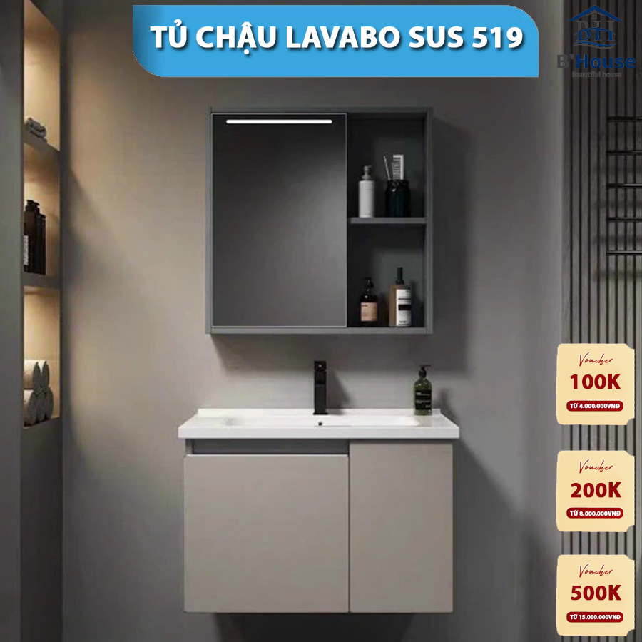 Bộ Tủ Gương Phòng Tắm, Tủ Lavabo Đẹp, Tủ Lavabo Phòng Tắm CR 519