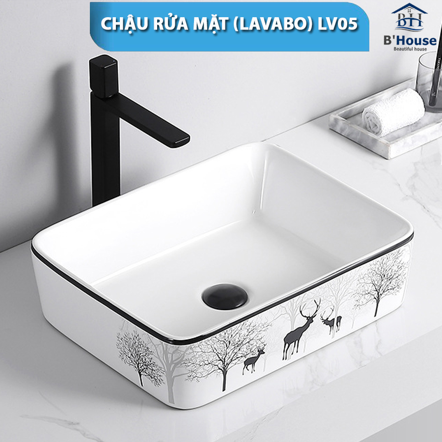 Chậu rửa mặt dương bàn (Lavabo) LV 605