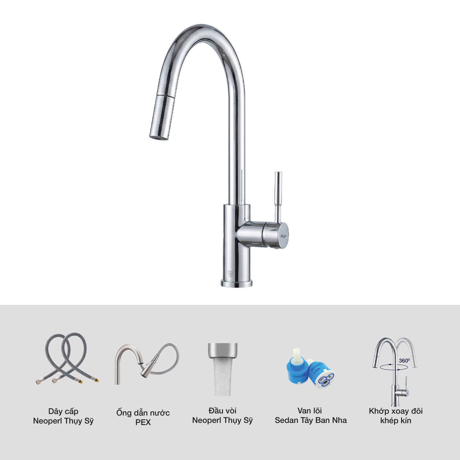 Chi tiết Vòi rửa bát Kluger KLF0031SC