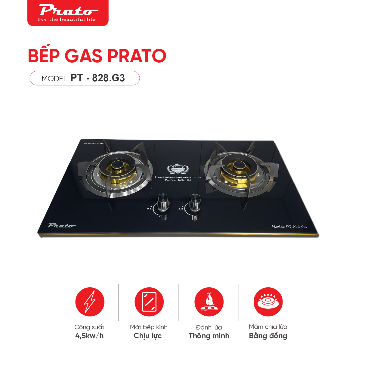 Bếp gas Prato PT-828.G3