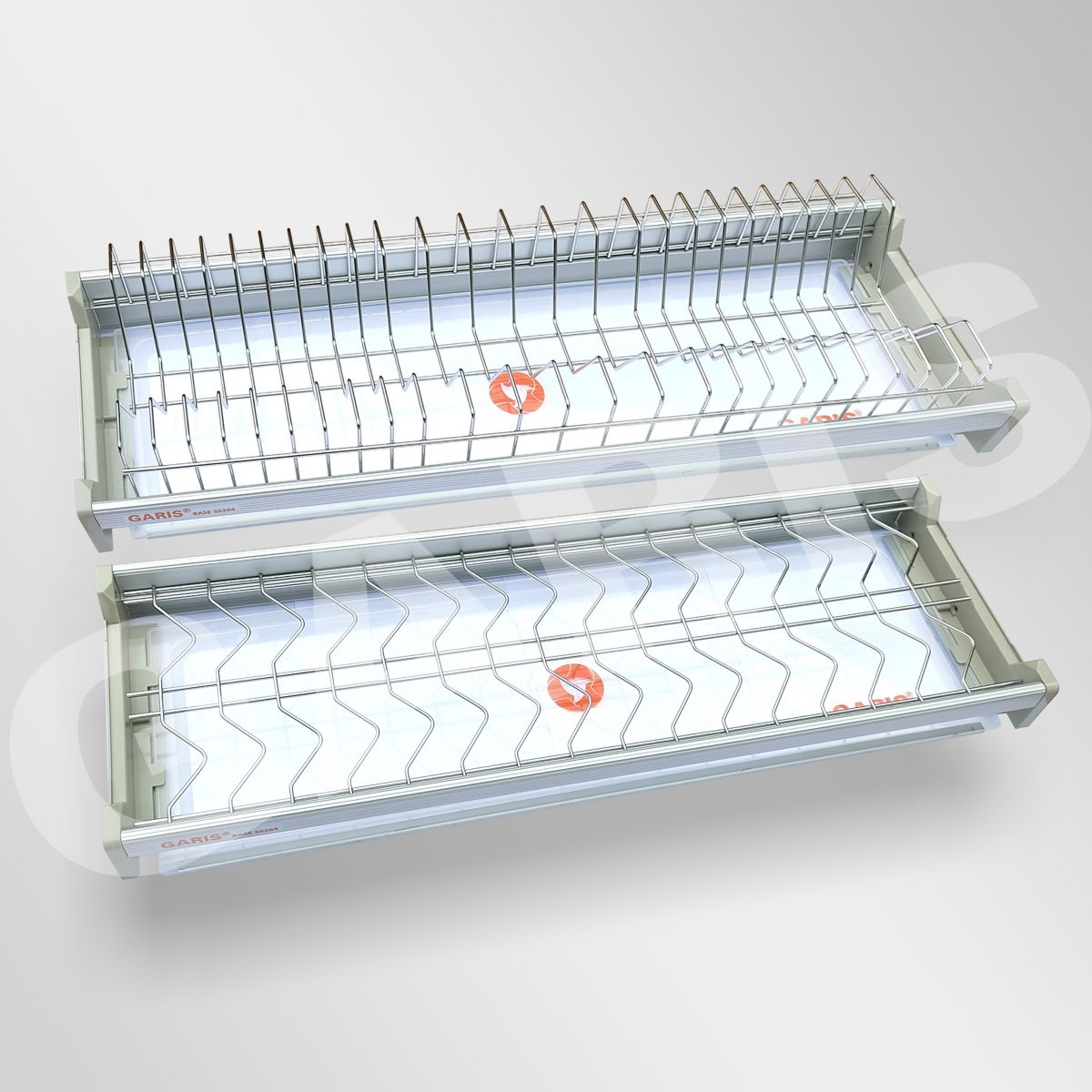 Giá bát đĩa cố định 2 tầng Garis GBE47 inox 304 xước mờ