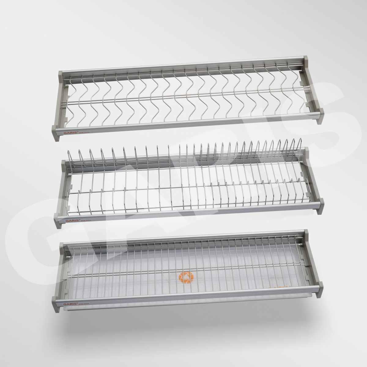 Giá bát đĩa cố định 3 tầng Garis GBE78 inox 304 xước mờ