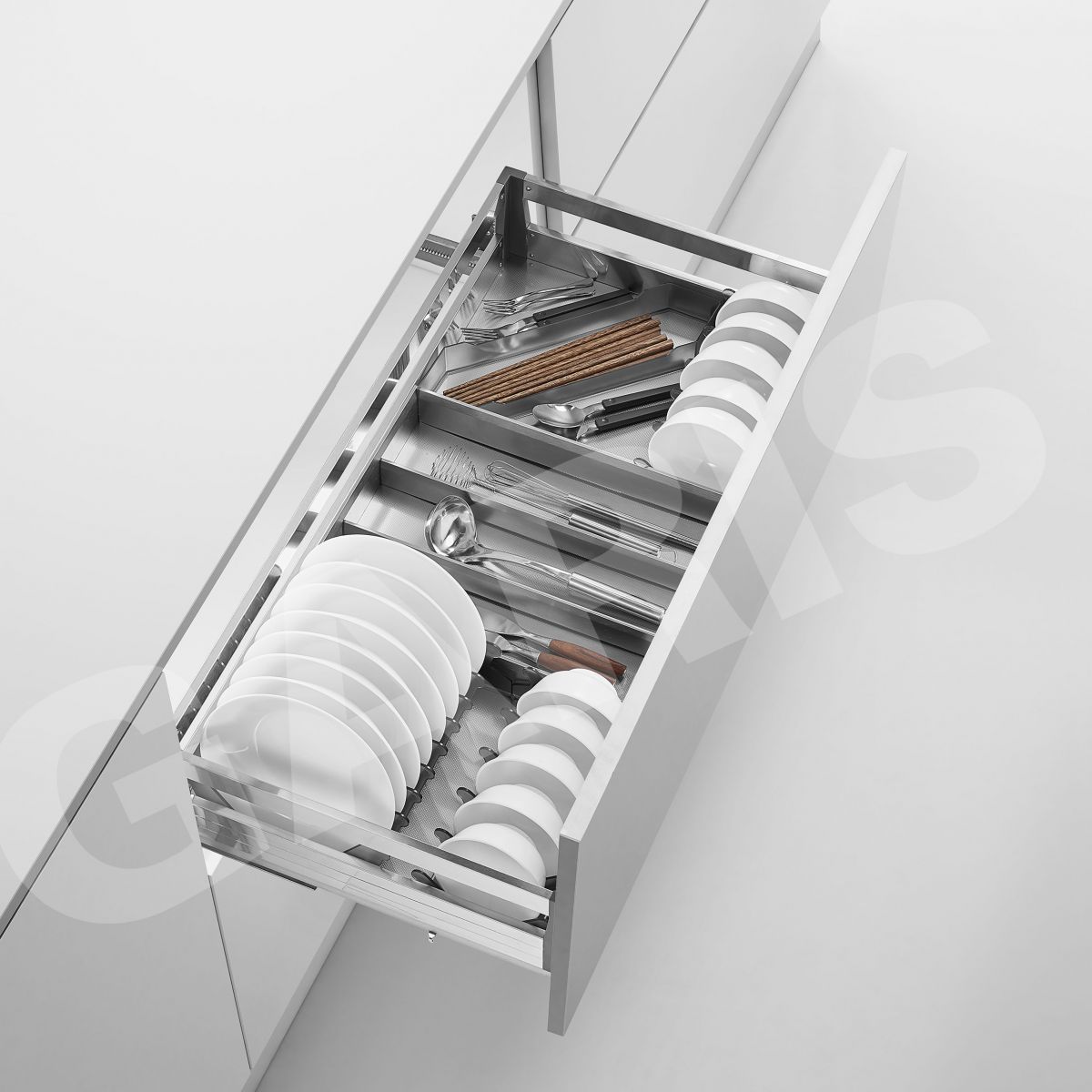 Kệ bát đĩa tủ dưới Garis GDB27 inox tấm màu tro tàn